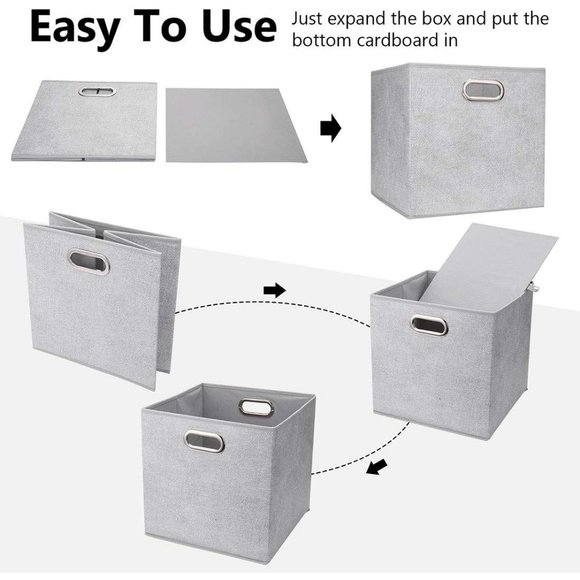 4 Thick Fabric Drawer Foldable Cubes Organizer Container with Dual Metal Handle - Picture 5 of 7